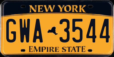 NY license plate GWA3544