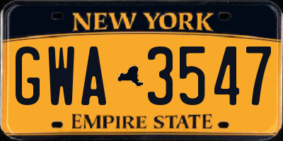 NY license plate GWA3547
