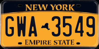 NY license plate GWA3549