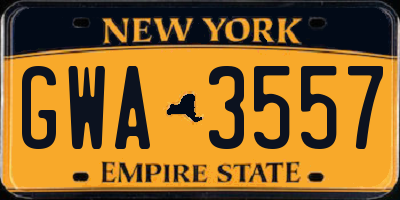 NY license plate GWA3557