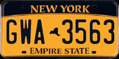 NY license plate GWA3563