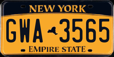 NY license plate GWA3565