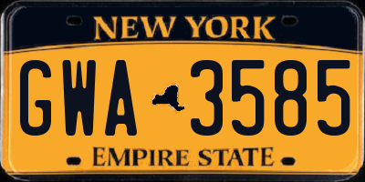 NY license plate GWA3585