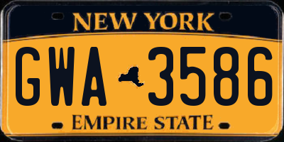 NY license plate GWA3586