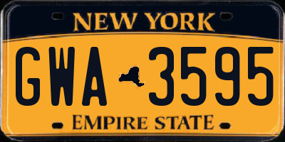 NY license plate GWA3595