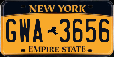 NY license plate GWA3656