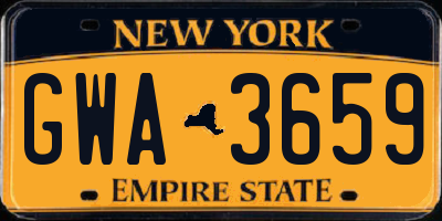 NY license plate GWA3659