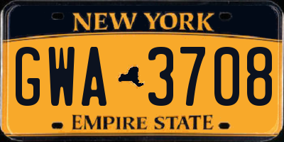 NY license plate GWA3708
