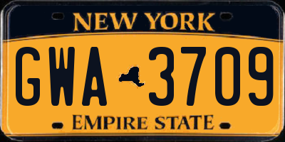 NY license plate GWA3709