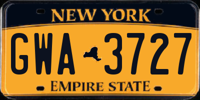 NY license plate GWA3727