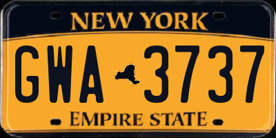 NY license plate GWA3737