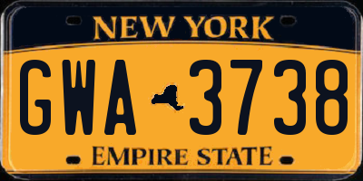 NY license plate GWA3738