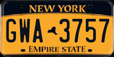 NY license plate GWA3757