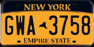 NY license plate GWA3758