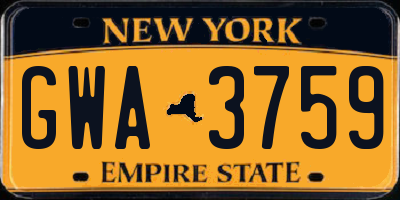 NY license plate GWA3759