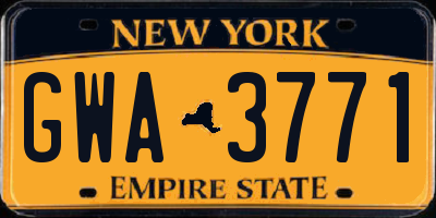 NY license plate GWA3771