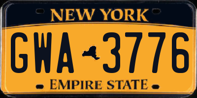 NY license plate GWA3776