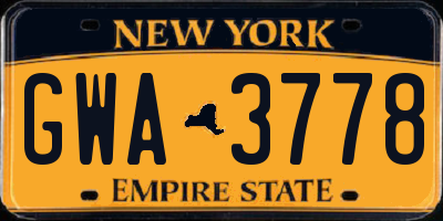 NY license plate GWA3778