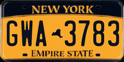 NY license plate GWA3783