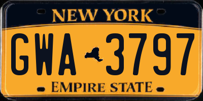 NY license plate GWA3797