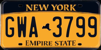 NY license plate GWA3799