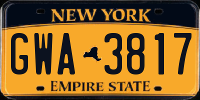 NY license plate GWA3817