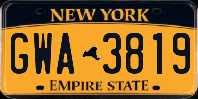 NY license plate GWA3819