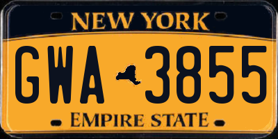 NY license plate GWA3855
