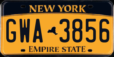 NY license plate GWA3856