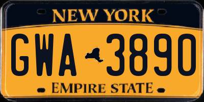 NY license plate GWA3890