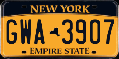NY license plate GWA3907