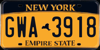 NY license plate GWA3918