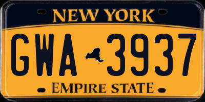 NY license plate GWA3937