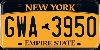 NY license plate GWA3950