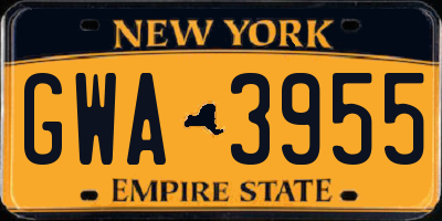 NY license plate GWA3955