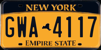 NY license plate GWA4117