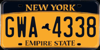 NY license plate GWA4338