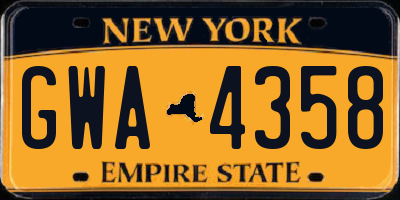 NY license plate GWA4358