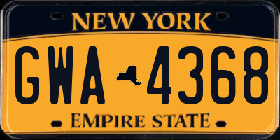 NY license plate GWA4368
