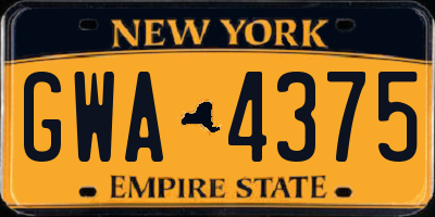 NY license plate GWA4375