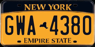 NY license plate GWA4380