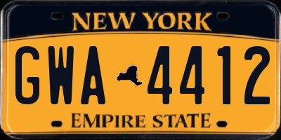 NY license plate GWA4412