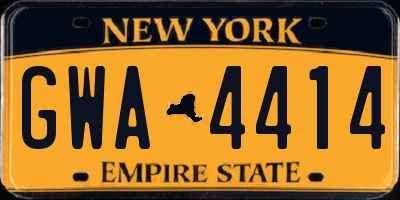 NY license plate GWA4414