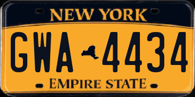 NY license plate GWA4434