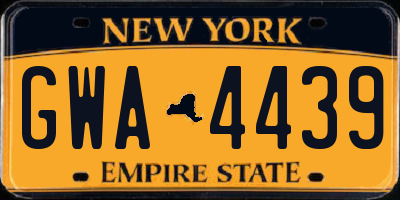 NY license plate GWA4439