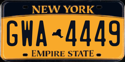 NY license plate GWA4449