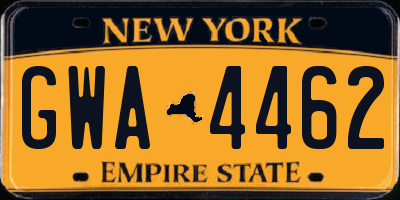 NY license plate GWA4462