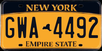 NY license plate GWA4492