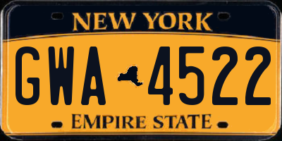 NY license plate GWA4522