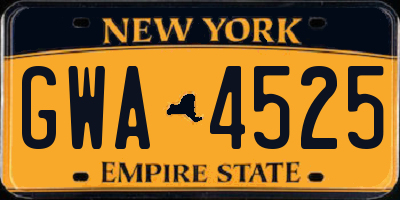 NY license plate GWA4525